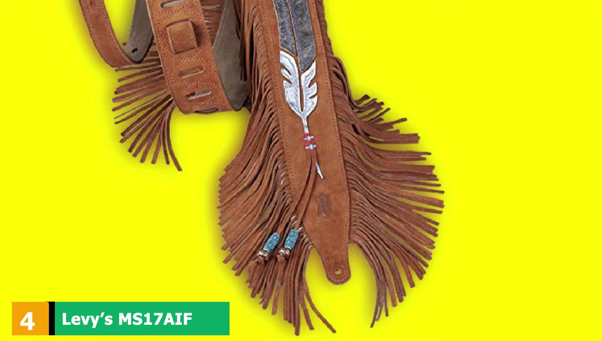 The Levy's MS17 Aifu guitar strap showcasing its fringe detailing