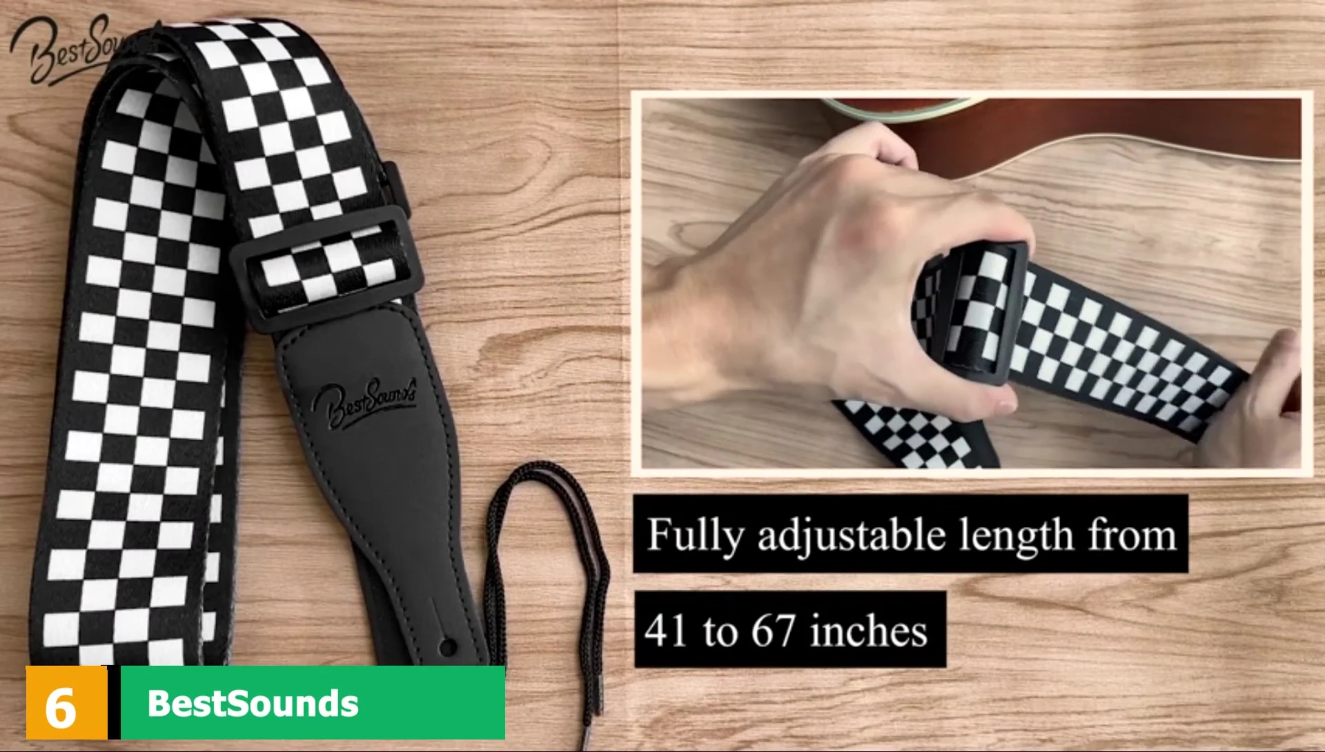 Best Sounds Checkerboard guitar strap showcasing its design