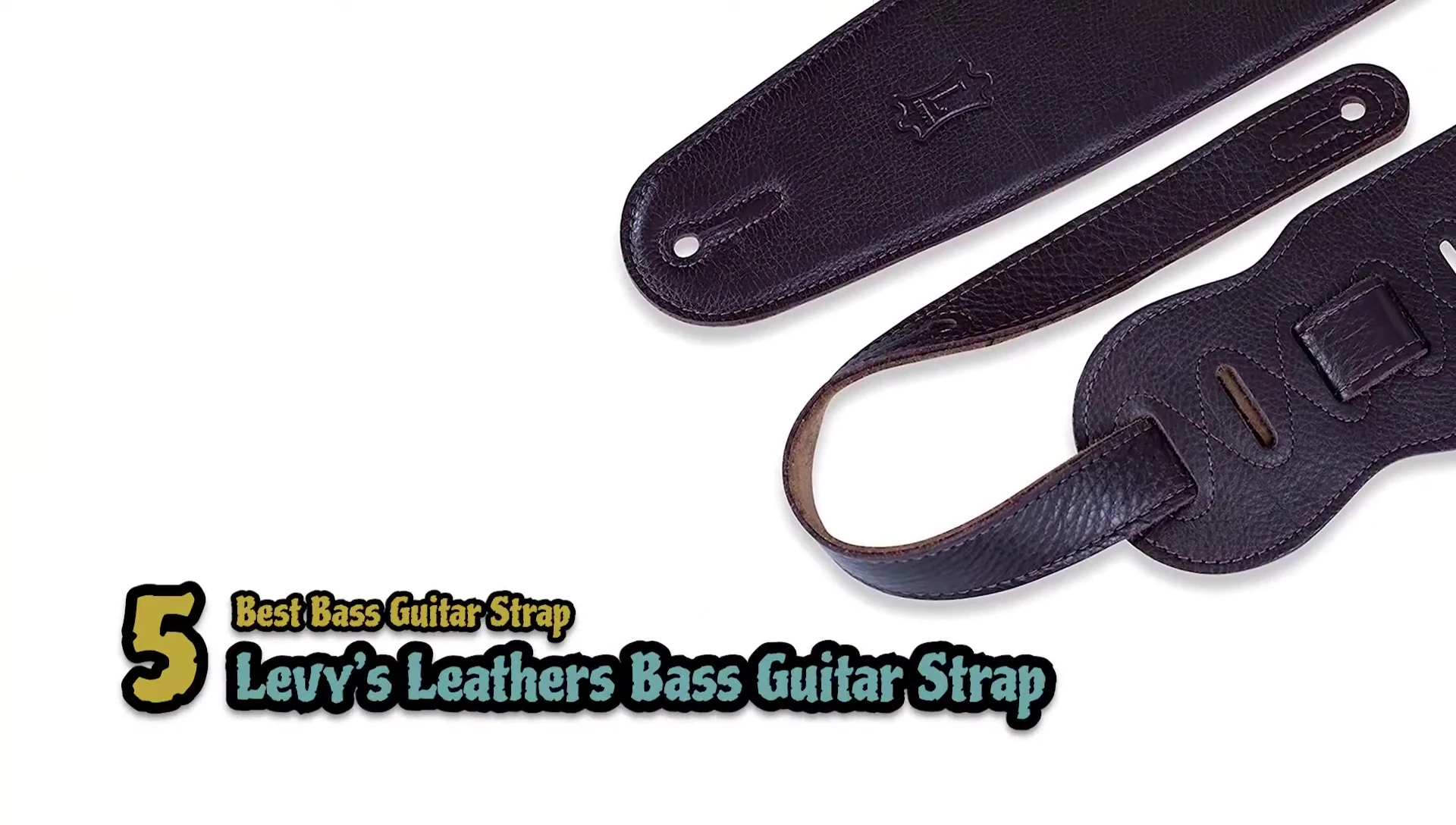 Close-up of the Levee's Leather Bass Guitar Strap showcasing its wide design and padding.