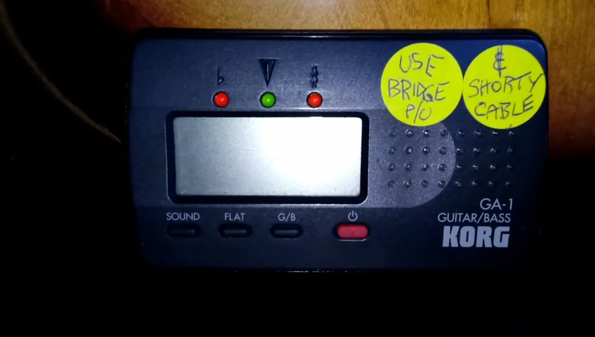 Close-up of the Korg GA-1 tuner.