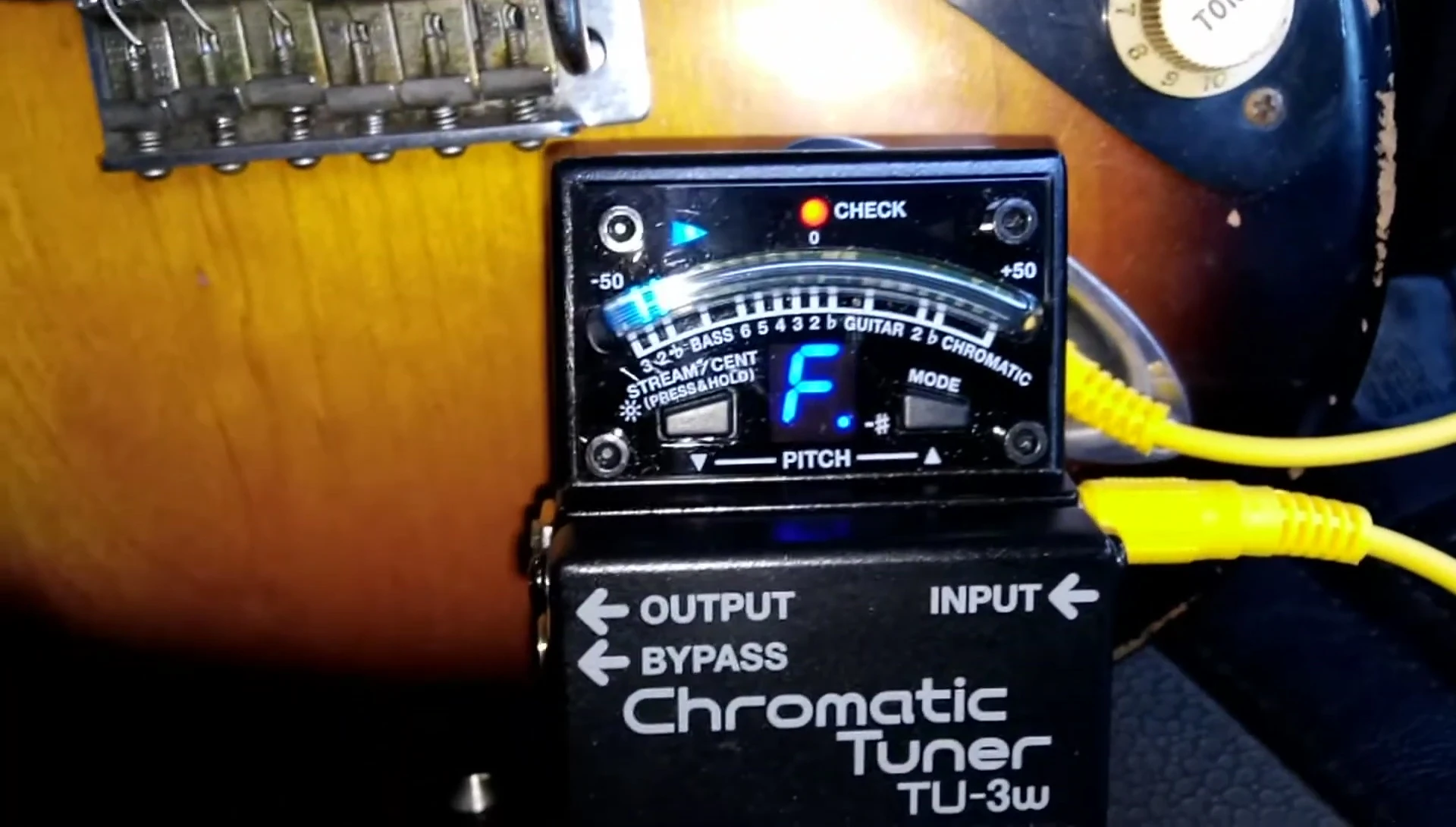 The Boss TU-3W tuner exhibiting instability even when not playing a note.