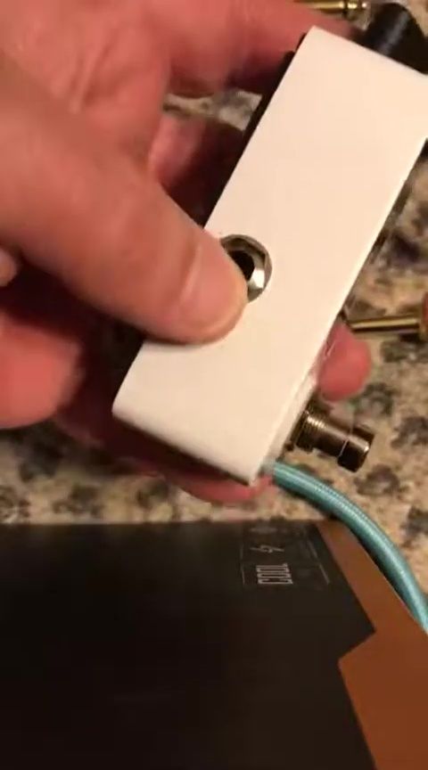 Close-up view of the input/output jacks.