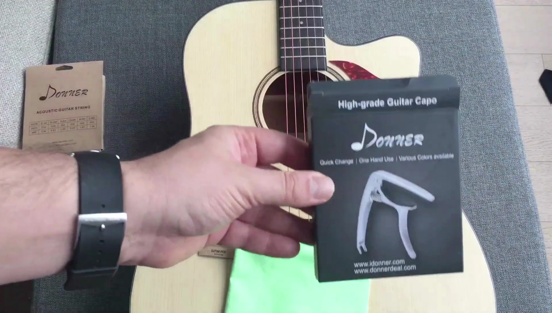 Close-up of the included capo.