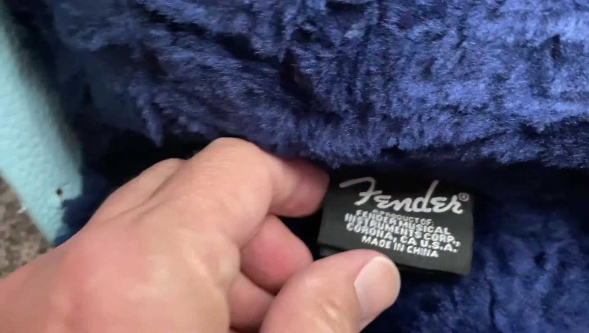 Close-up shot of the 'Made in China' tag