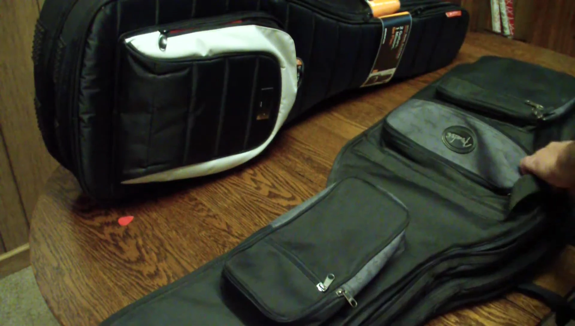 Interior view of the Fender bag showing padding