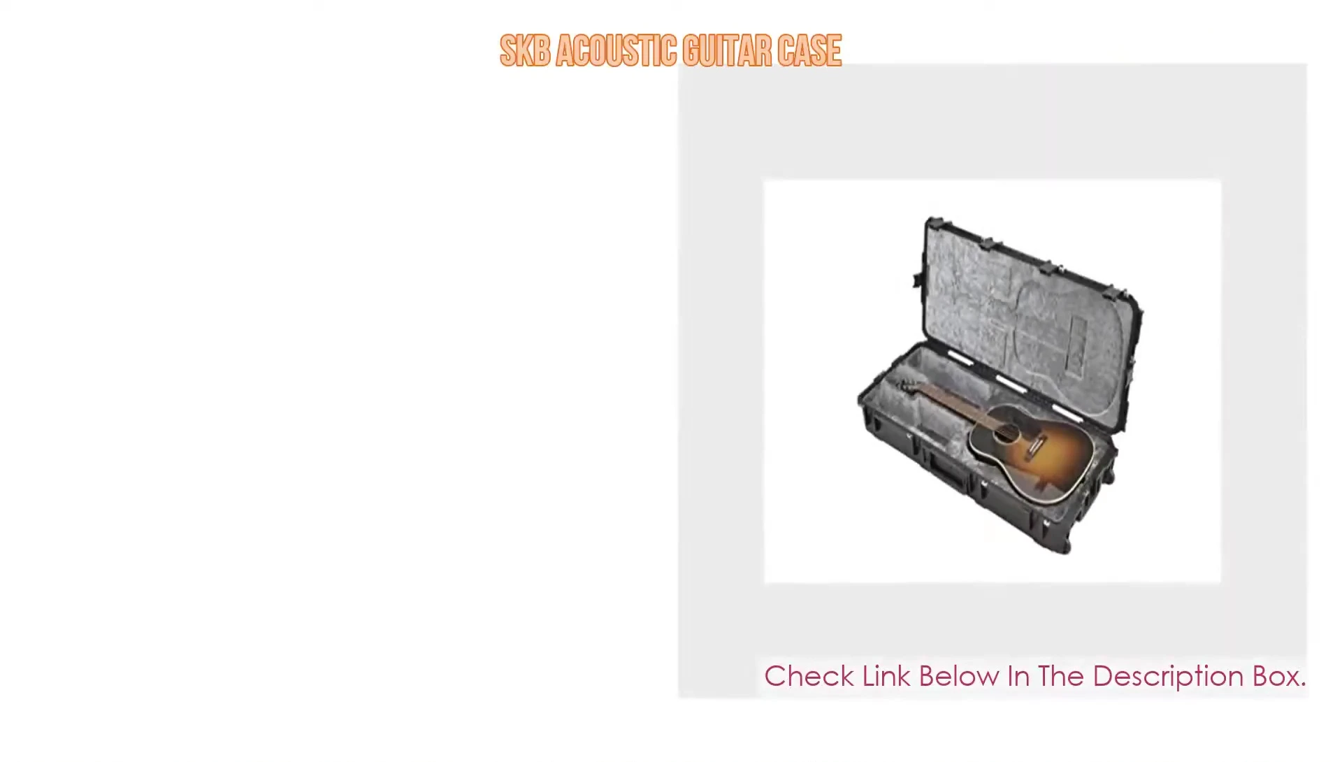 The SKB acoustic guitar case displayed, showing its latches and overall design.