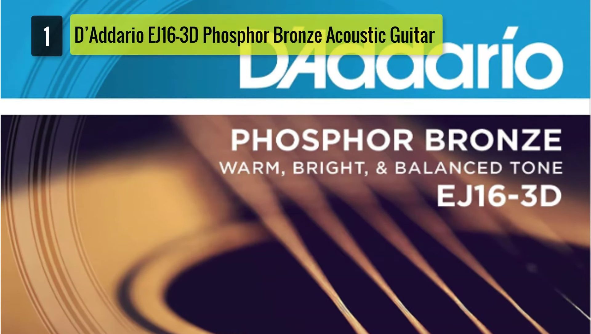 D'Addario EJ163D Phosphor Bronze Acoustic Guitar Strings packaging