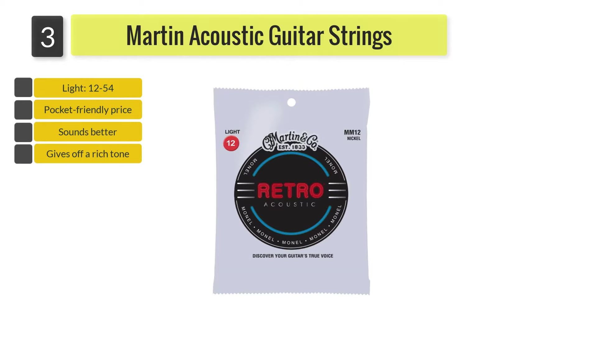 Martin strings on a guitar