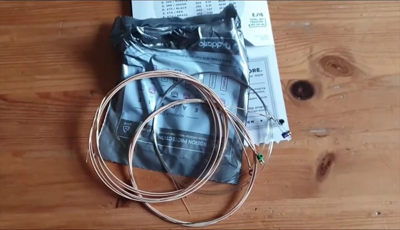 Close-up of the color-coded strings
