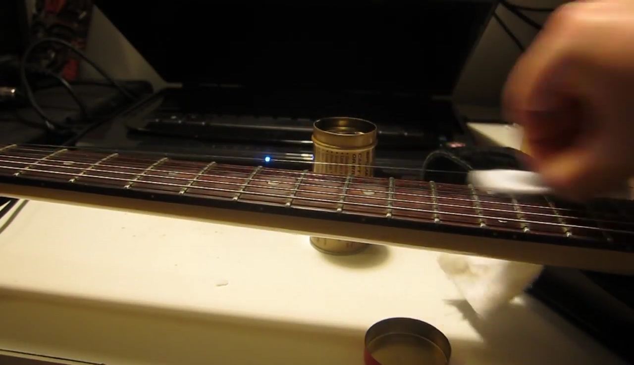 Cleaning process in action, showing the gunk being removed.