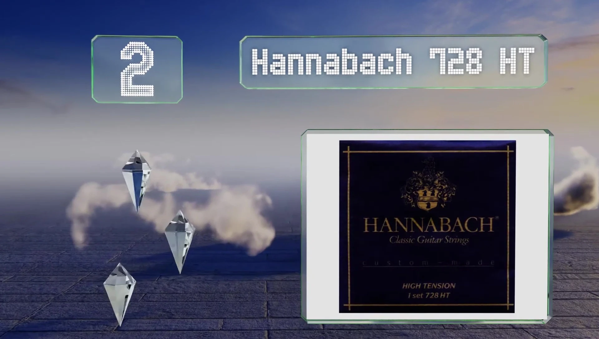 A close-up of Hannabach strings on guitar highlighting their quality