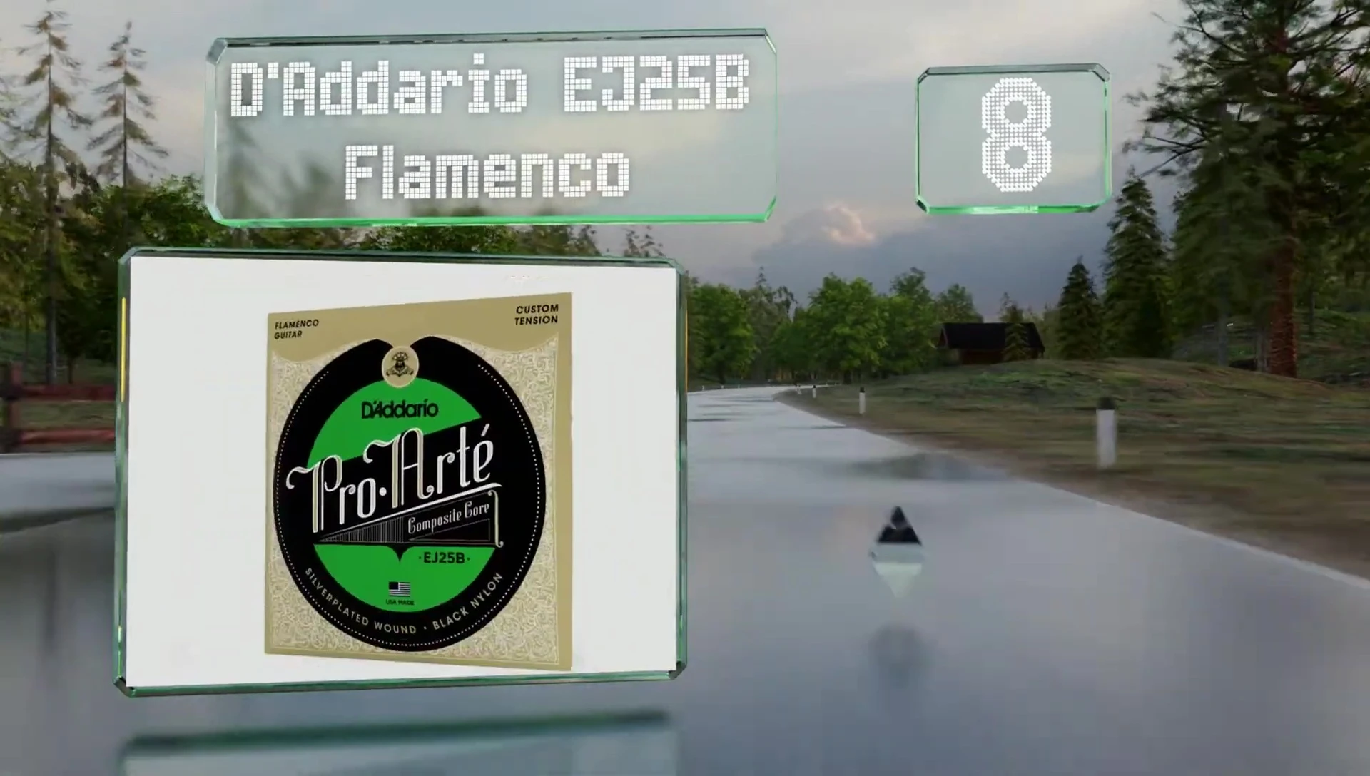 Close-up of D'Addario EJ25B Flamenco strings on a guitar