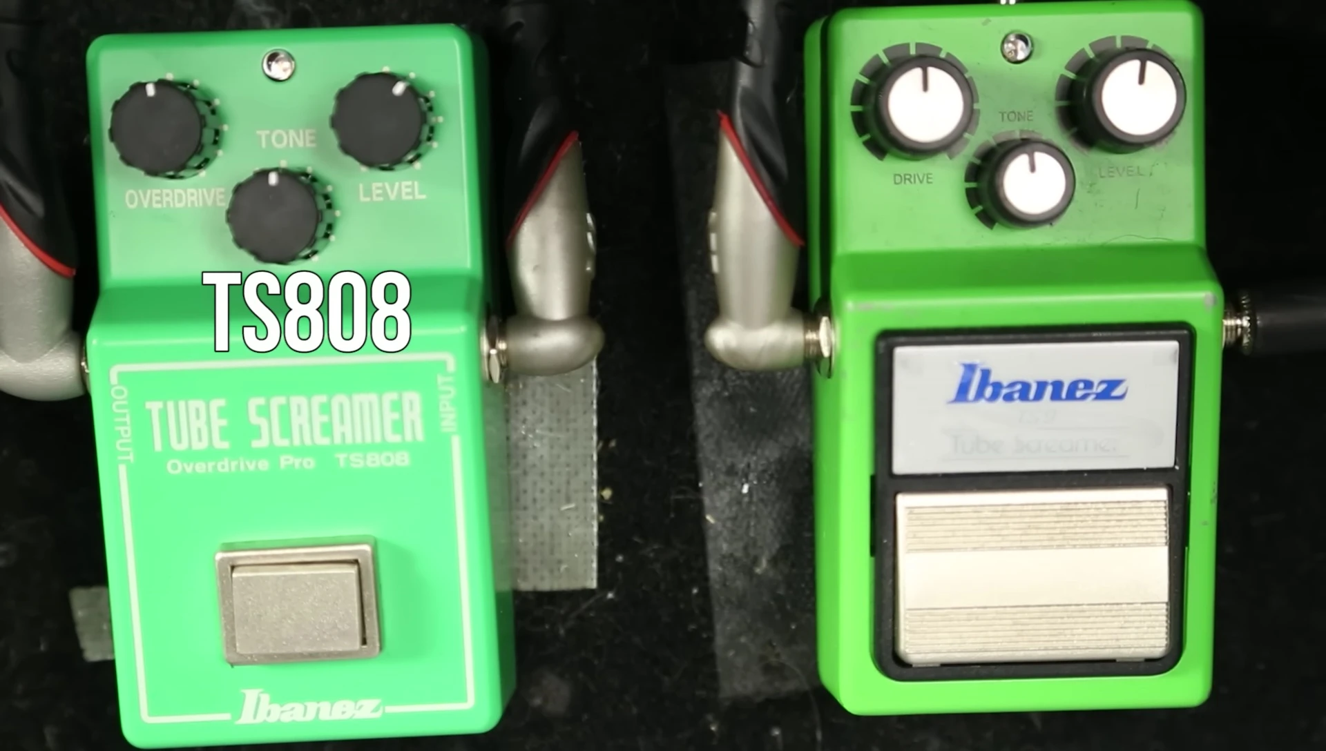 Close-up shot of the Ibanez TS808 Tube Screamer pedal.