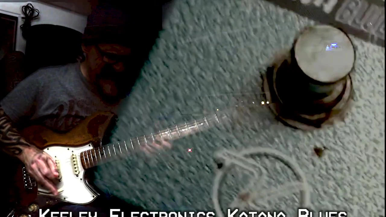 Close-up of the Keeley Katana Blues Drive pedal