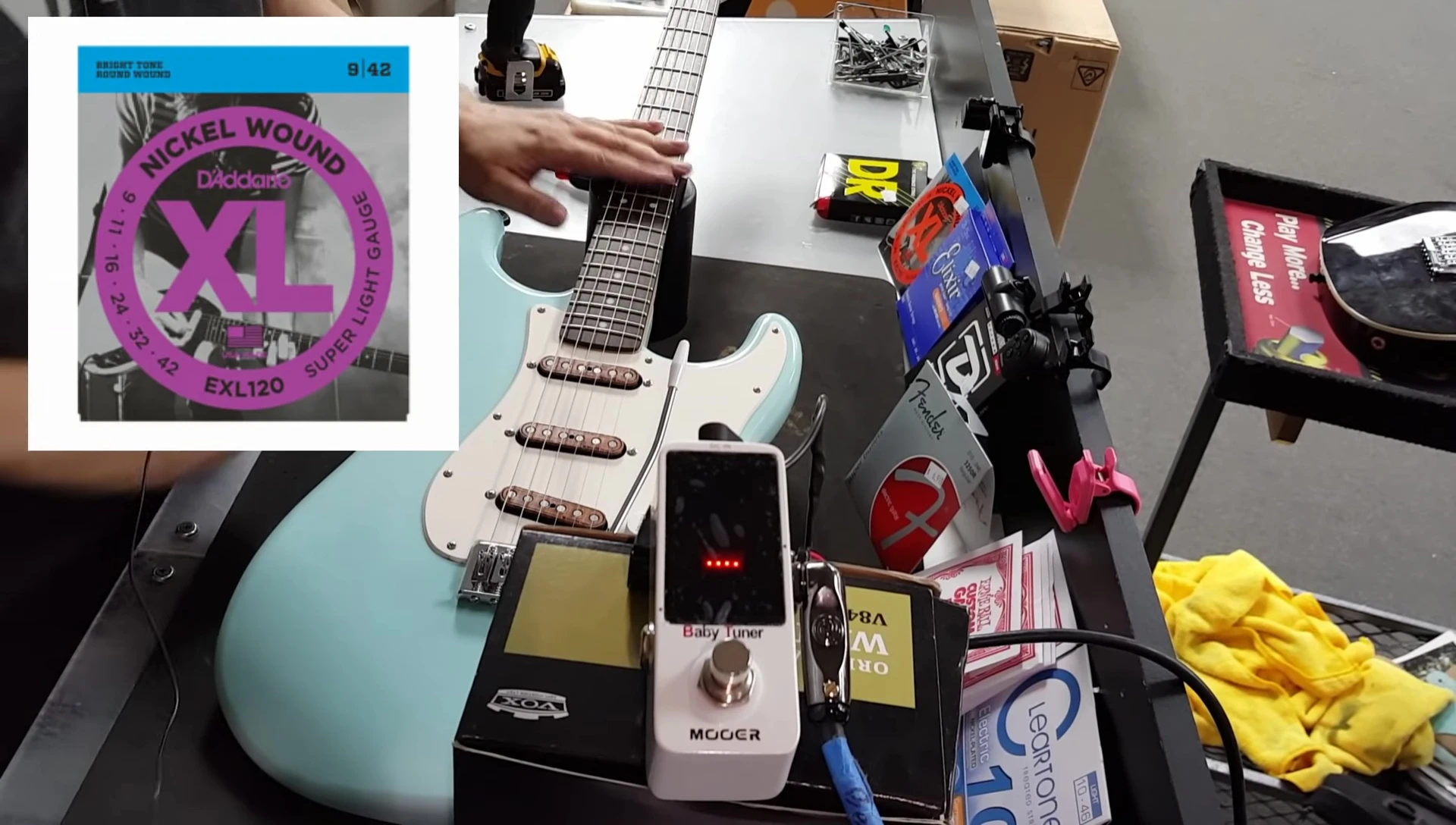 9-gauge string test setup.