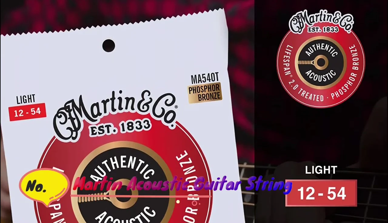 Close-up of Martin Authentic Acoustic strings packaging.