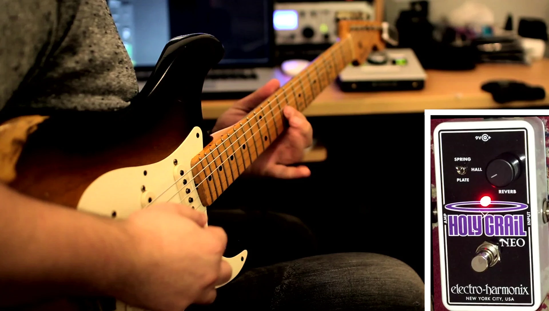 Guitar player demonstrating the different reverb types
