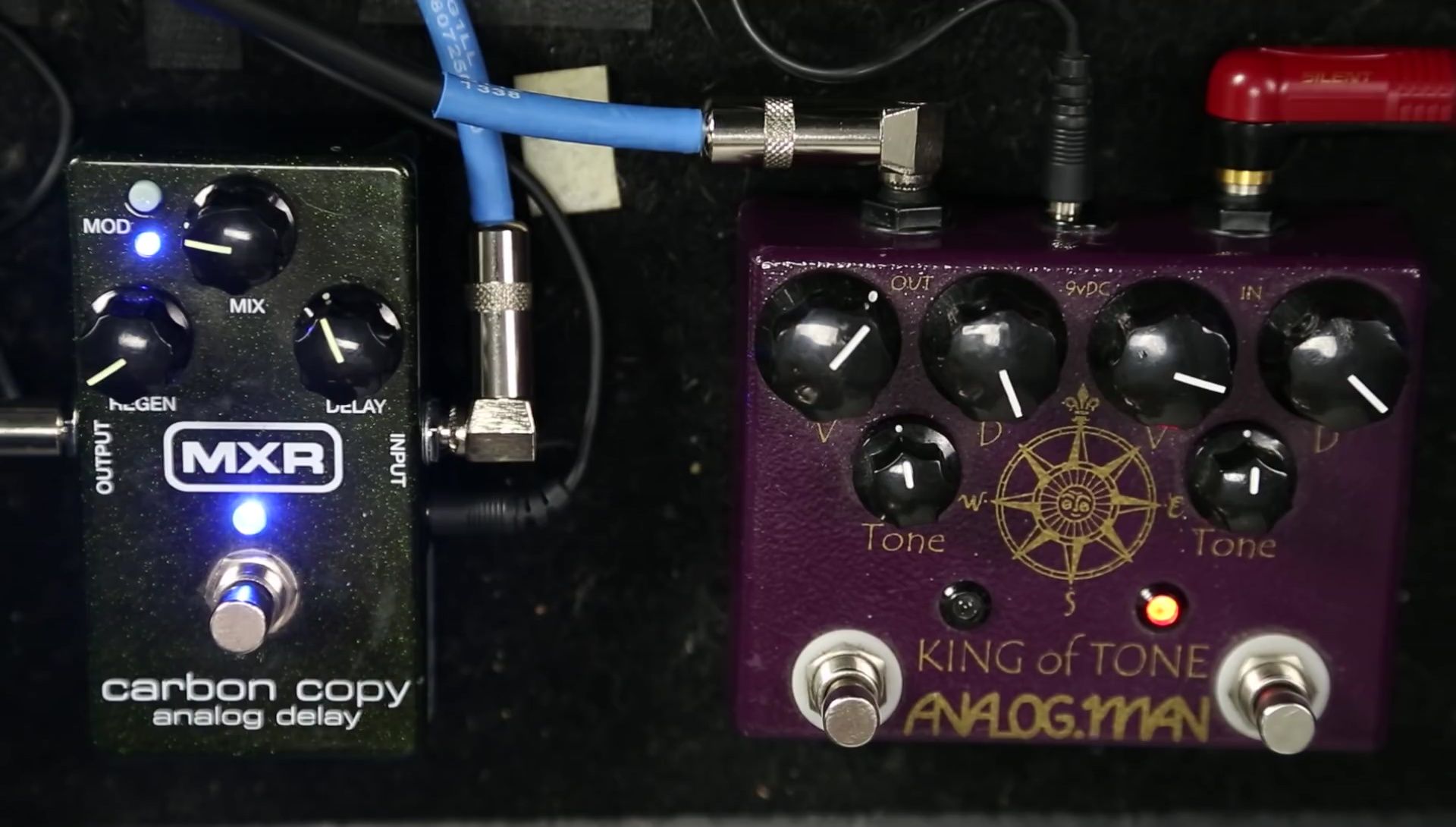 Close-up of the pedal's modulation feature in action