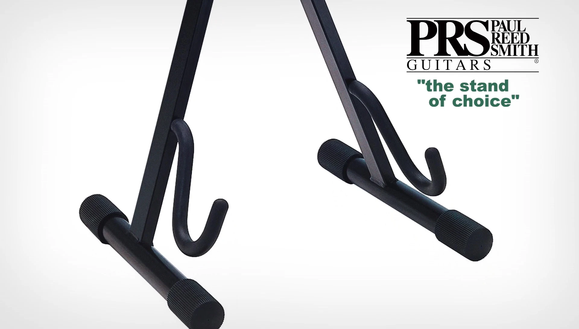 The A-frame electric guitar stand demonstrating its adjustable pin for varying guitar sizes.