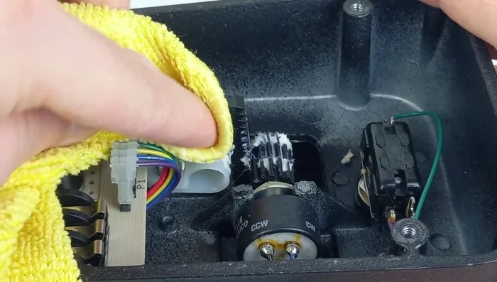 Apply silicone grease to the front and back of the rack. Work it in by rocking the pedal.