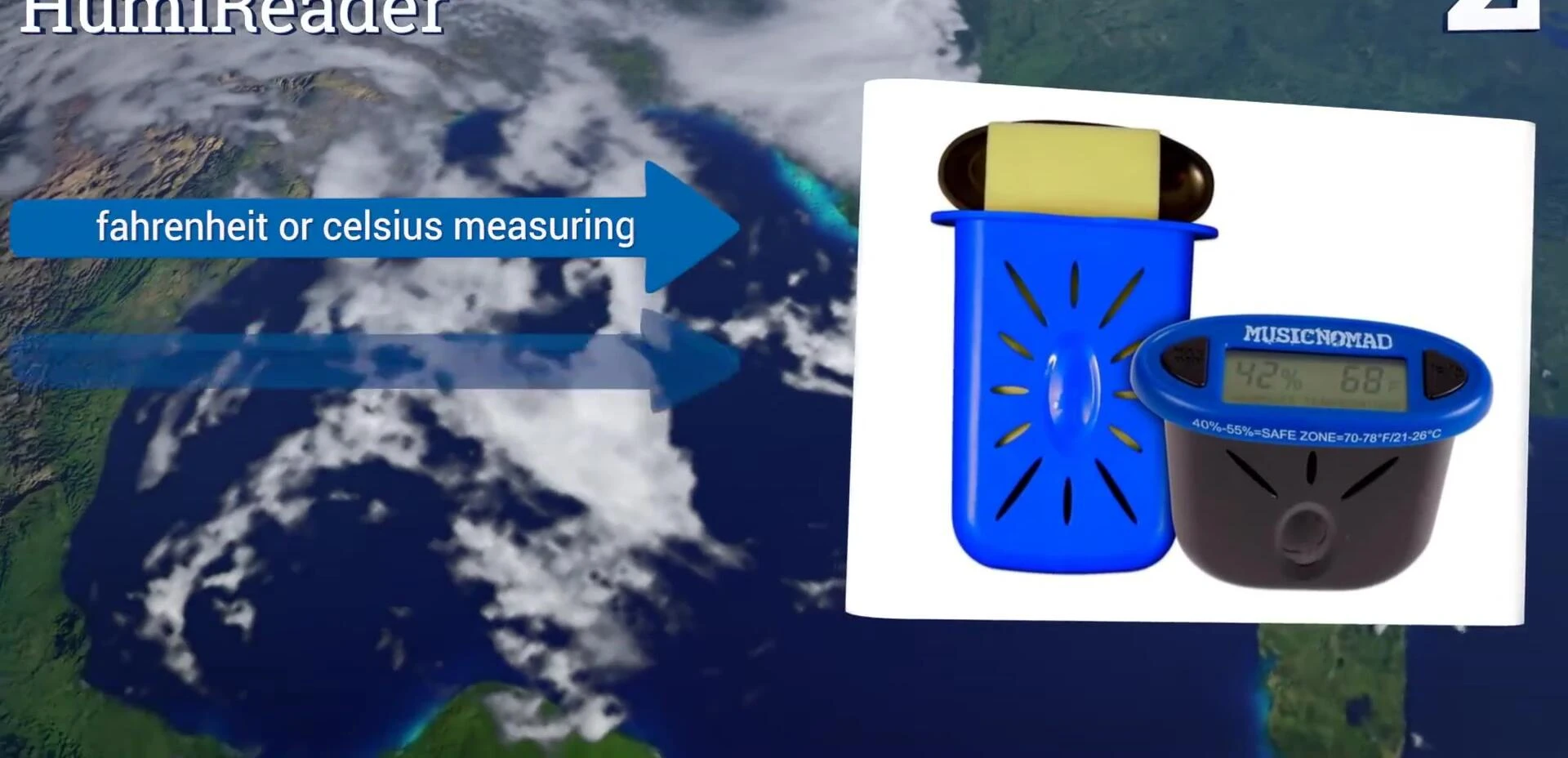 The device's display showing readings