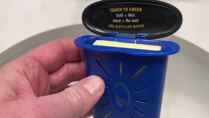 Wipe off any excess water and snap the lid closed.