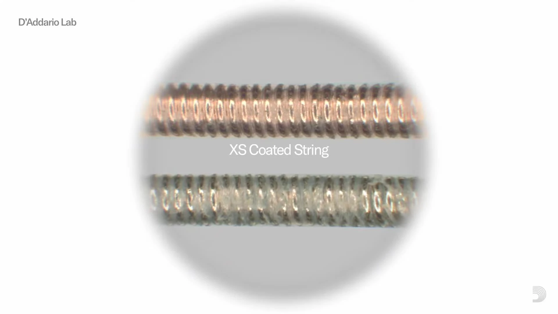 Microscopic view comparing the strings after the test.
