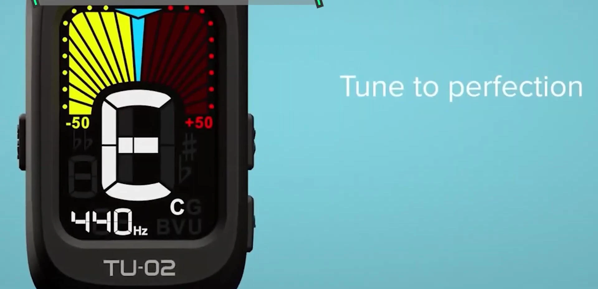 Boss TU-02 display showing tuning information