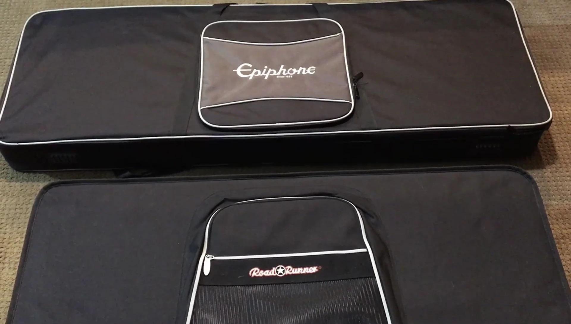Comparison shot of the Epiphone and RoadRunner cases