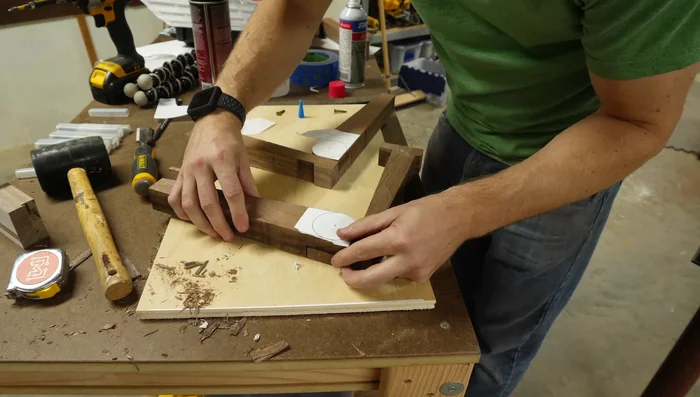 Use CA glue to hold pieces together while drilling the pivot holes.