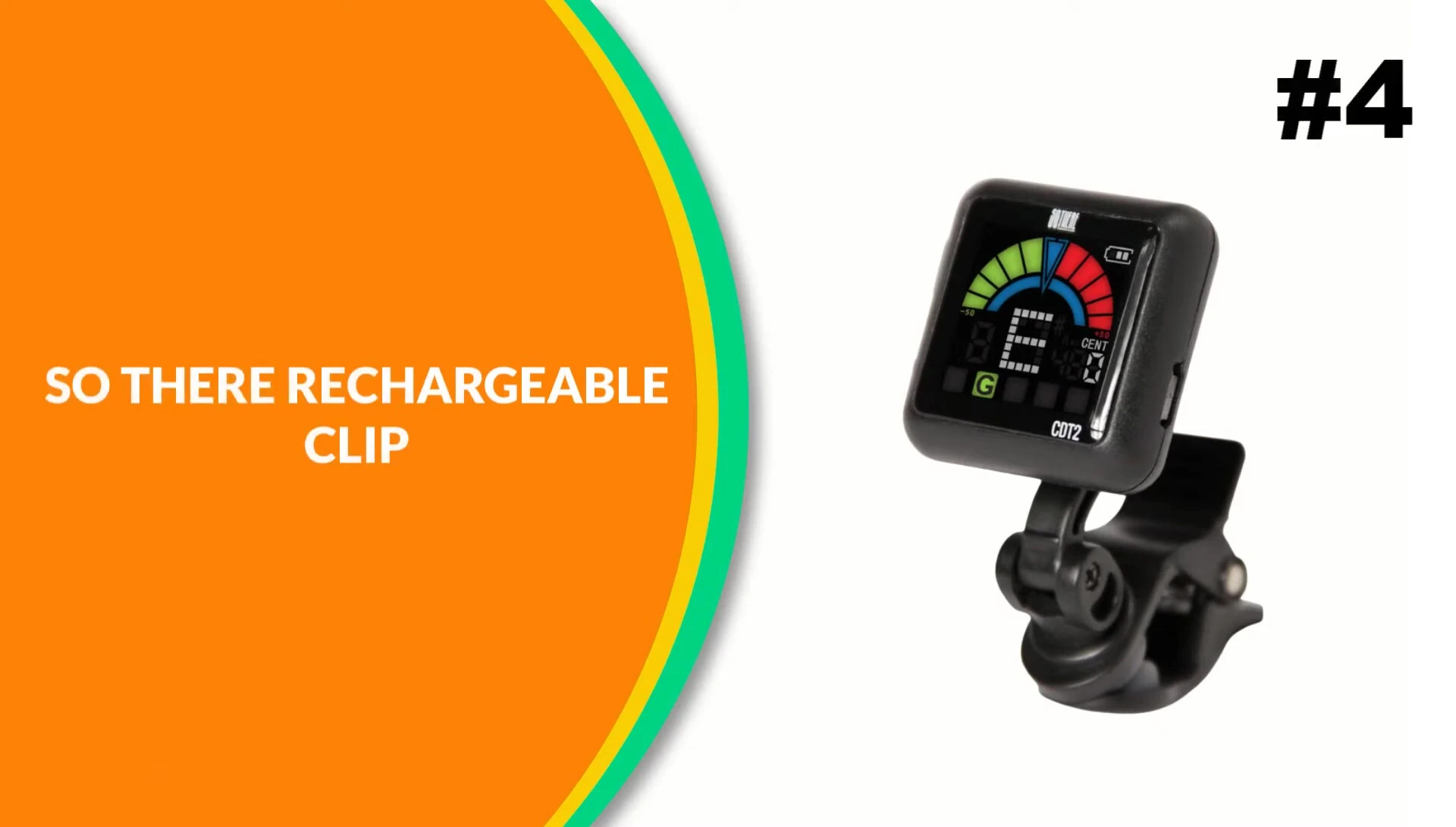 Solar rechargeable clip-on tuner