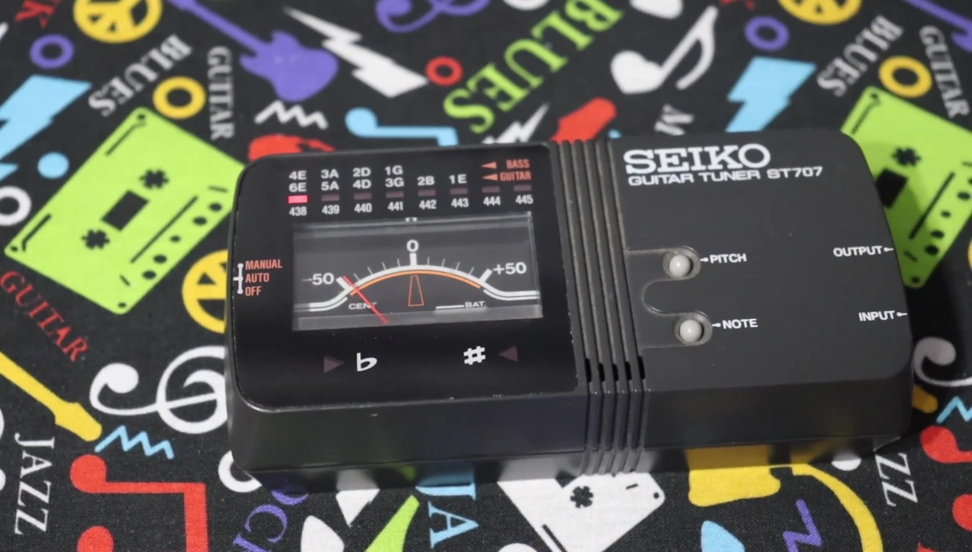 The tuner's various tuning pitch selections