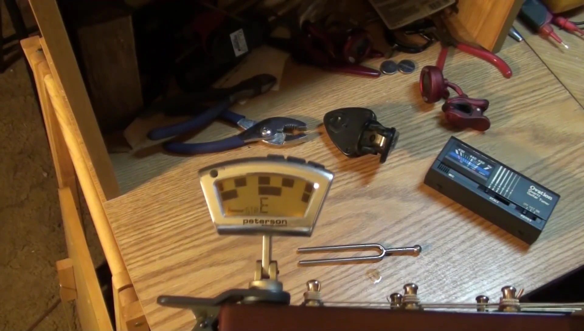 The Peterson StroboClip tuner display showing precise tuning