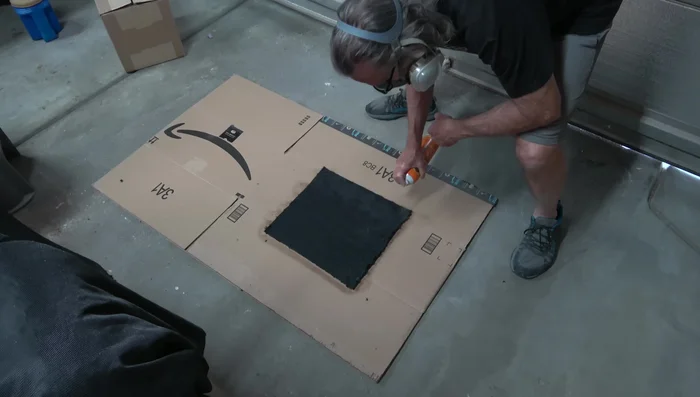 Line the case interior with faux fur, gluing it to the inserts using spray adhesive.