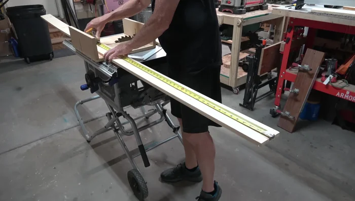 Cut end pieces and sides, accounting for end piece thickness in side length calculations.