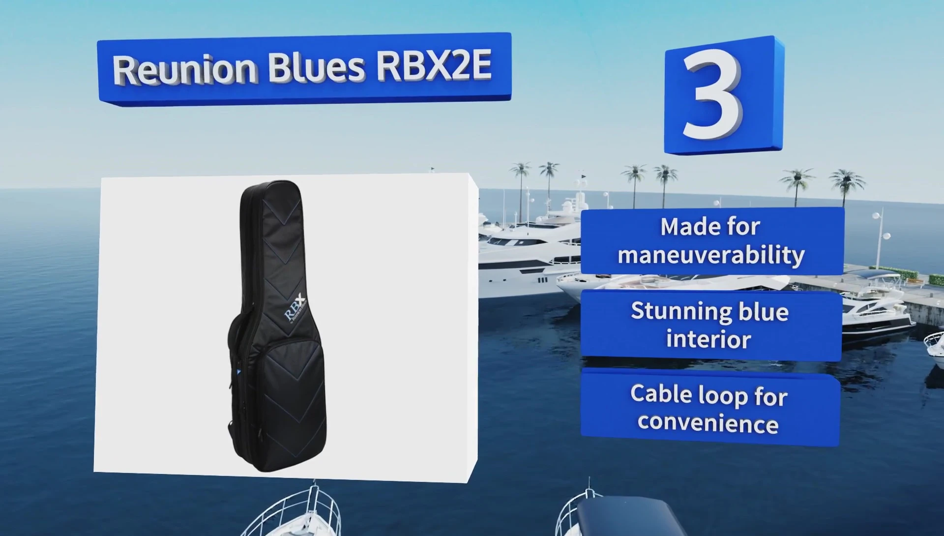 Interior of the Reunion Blues case showing the blue lining