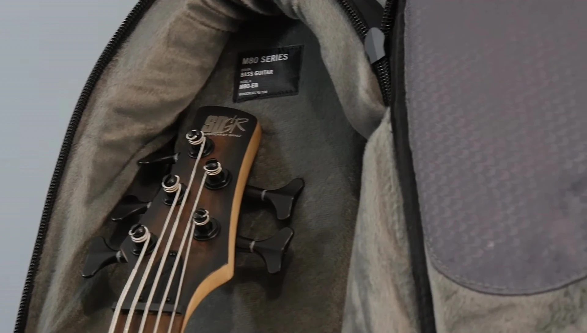 Close-up shot of the interior velvet lining and patent-pending neck holder.