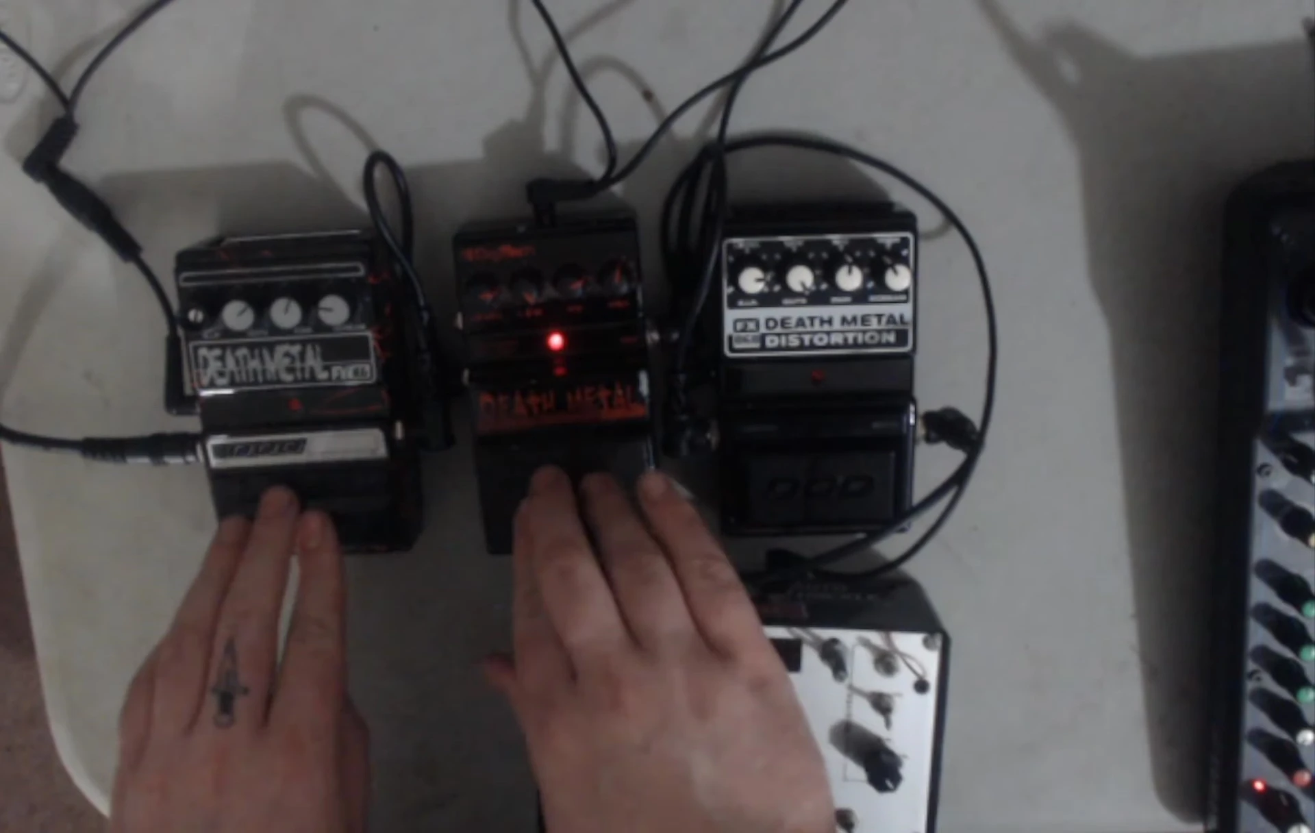 Synthesizer sound through one of the pedals