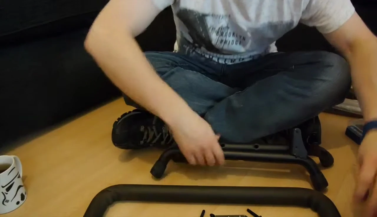 Close up of the challenge faced while assembling the stand feet