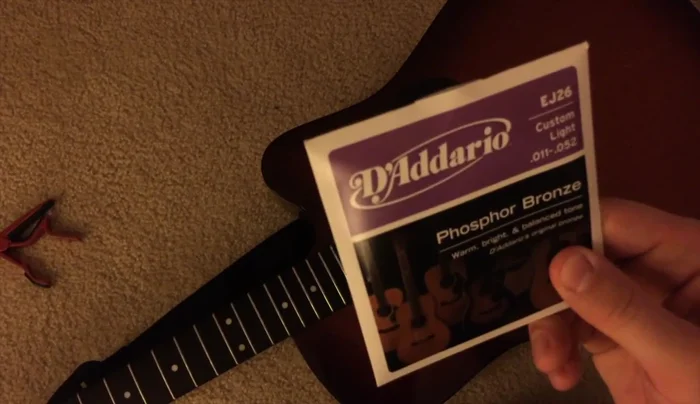 Prepare new strings (Diario ej26). Note the color-coded system for string identification.