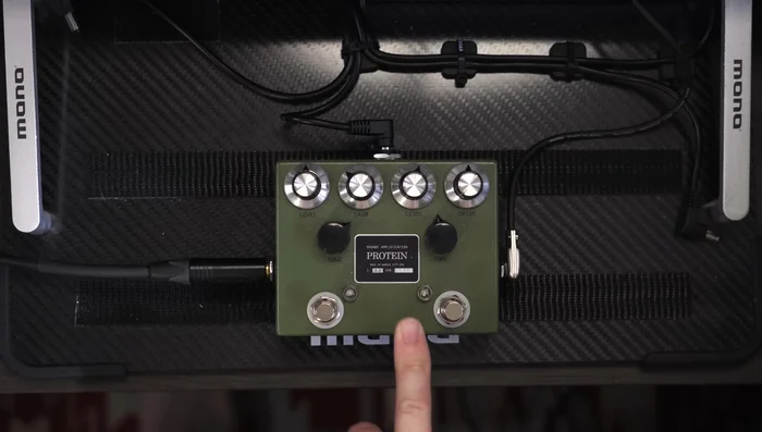 Select a transparent, light-gain overdrive pedal (like the Brown Amplification Protein's Blues Breaker side).