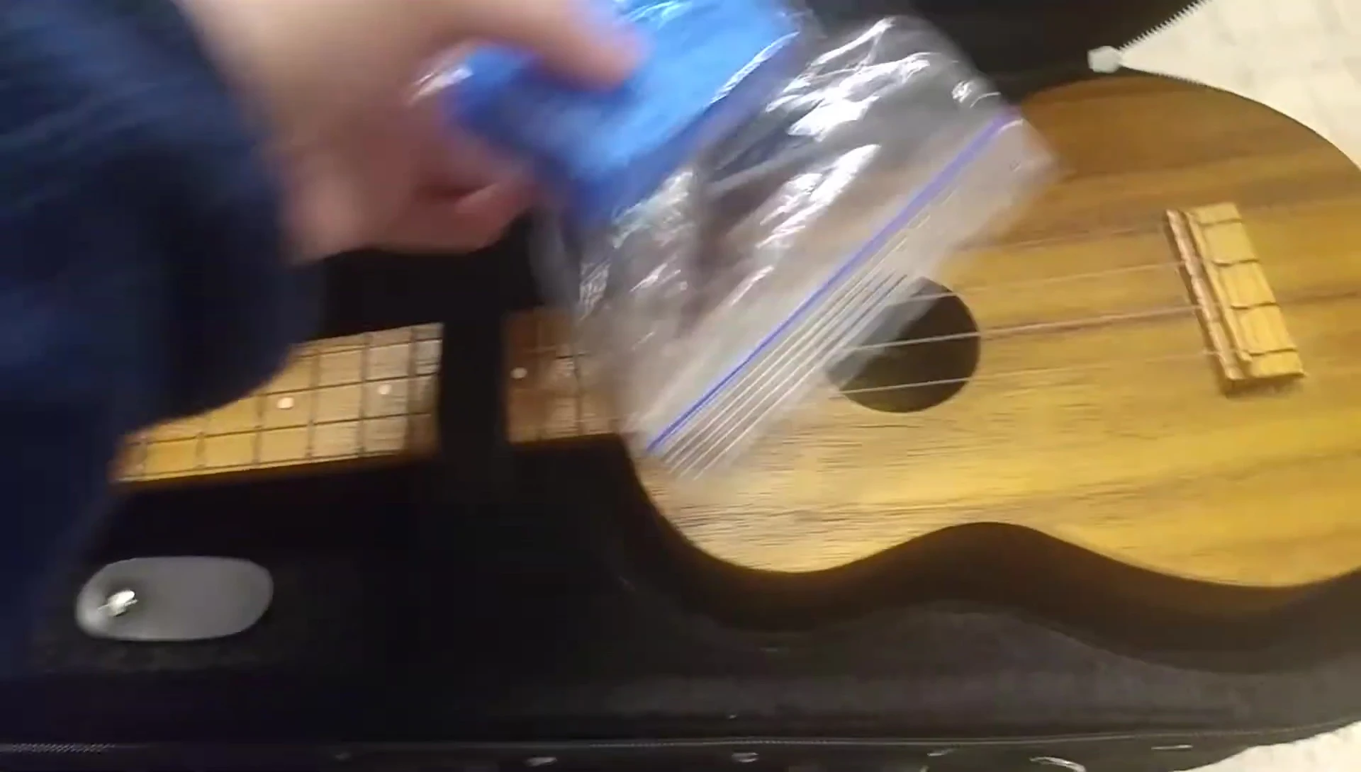 Humidifier placed inside a ukulele case