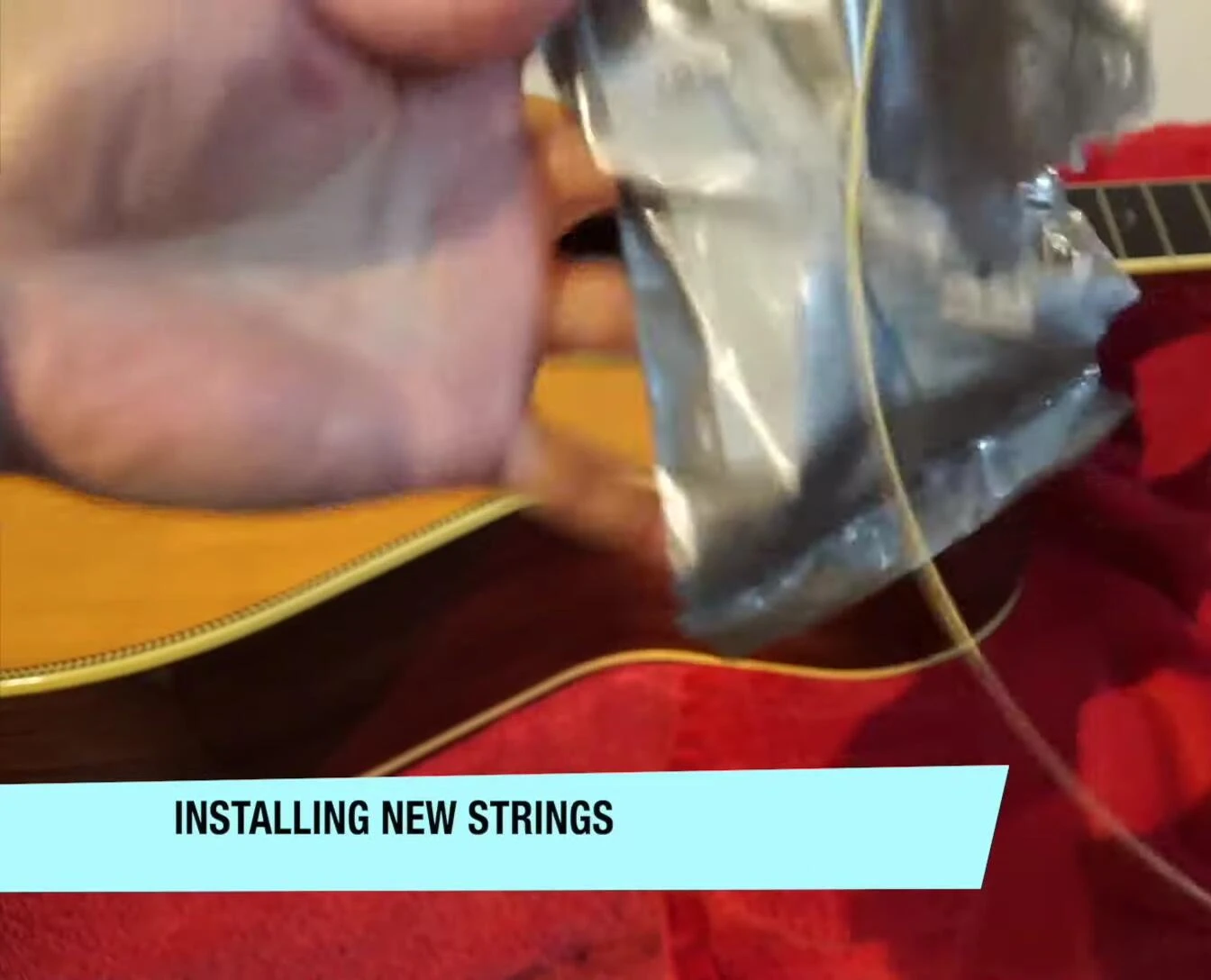 Image showing opening new string pack